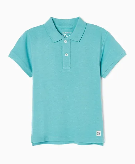Zippy Ribbed Collar Polo T-Shirt - Blue