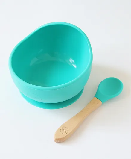 Amini Silicone Bowl And Spoon Set - Blue