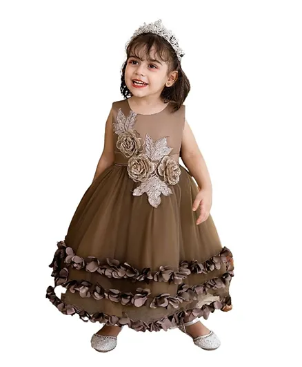 Babyqlo Lace And Sequins Tutu Dress - Coffee