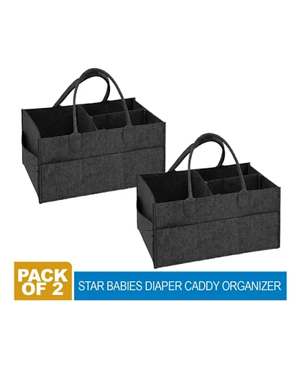 Star Babies Diaper Caddy Organizer Pack of 2 - Black