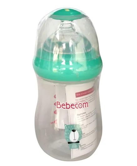Bebecom Wide Neck PP Feeding Bottle Pack of 1 (Assorted Colors) - 180ml