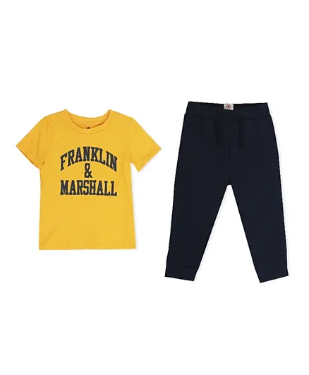 FRANKLIN MARSHALL Vintage Arch T-Shirt and Joggers Set - Yellow & Blue