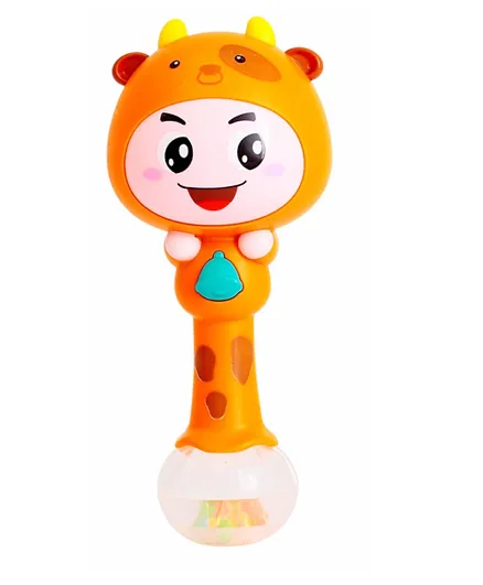 Hola Baby Toy Cattle Rattle with Music - Orange