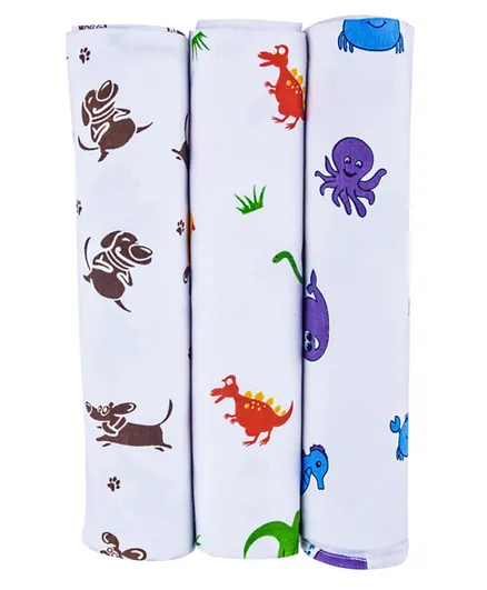 بطانية قماط من نسيج موسلين قطني للأطفال من وندر وي، عبوة من 3 قطع - متعددة الألوان