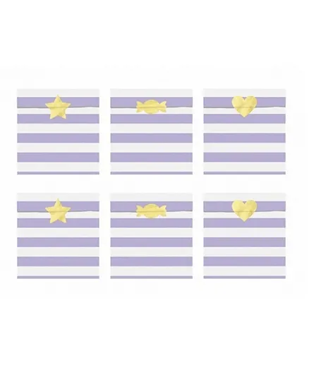 PartyDeco Yummy Treat Bags - Light Lilac, Pack of 6