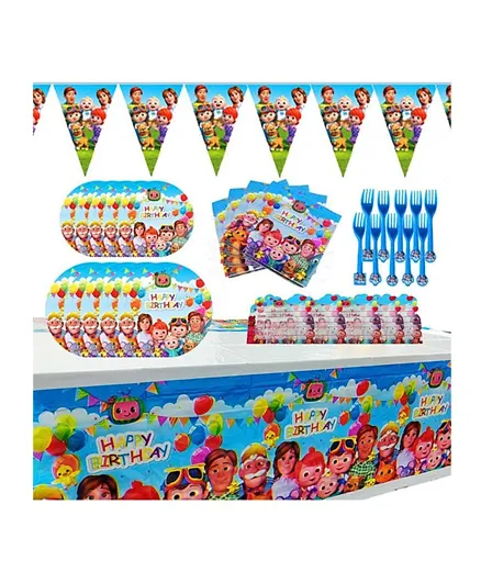 Brain Giggles CoCo Melon Theme Disposable Tableware for 10 People Party Set - 136 Pieces