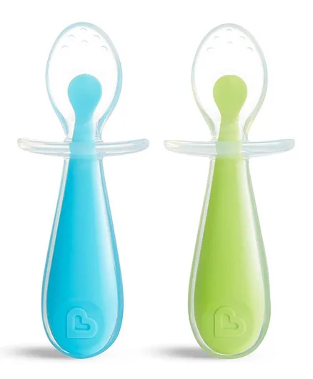 Munchkin Gentle Scoop Silicone Training Spoons Blue/Green - 2 Pieces