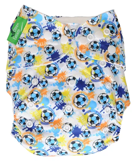 Little Angel Baby One Size Reusable Pocket Diaper With 2 Inserts - Soccer