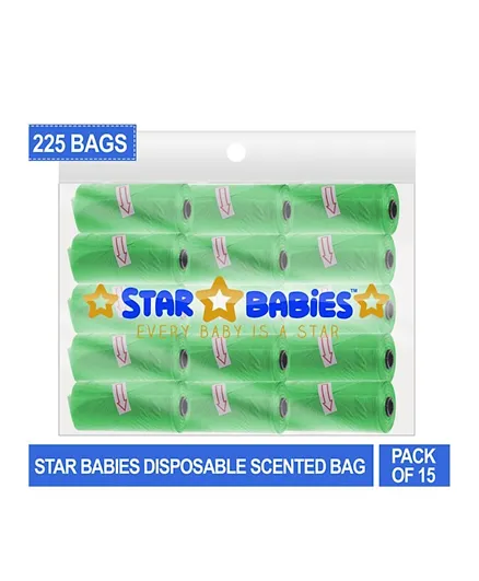 Star Babies Scented Bag Green Pack of 15 (225 Bags)