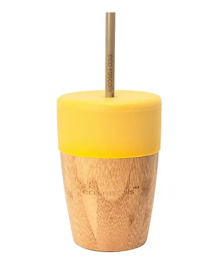 Eco Rascals Bamboo Cup with Straws - Yellow