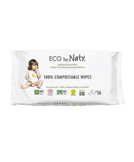 Naty Unscented Baby Wipes - 56 Pieces