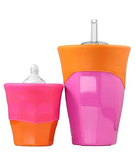 Cherubbaby Silicone Sippy Straw and Teat Universal  Stretch Lid Kit - Pack of 2