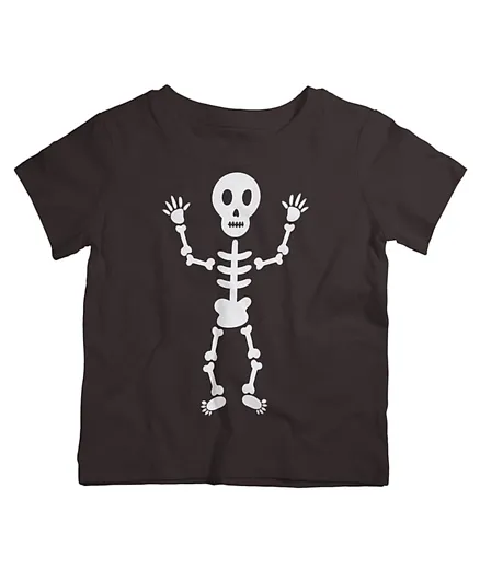 قميص توينكل هاندز بأكمام نصفية وطبعة الهيكل العظمي الرائعة لهالوين - أسود