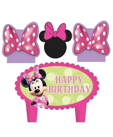 Party Centre Minnie Mouse Moulded Cake Birthday Candle Assorted Sizes Set - Pack of 4