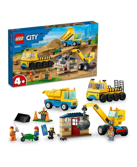 LEGO City Great Vehicles Construction Trucks & Wrecking Ball Crane 60391 - 235 Pieces