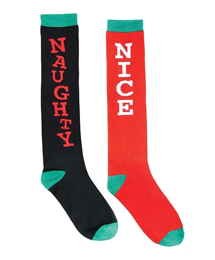 Party Centre Naughty and Nice Knee Socks - Multicolour
