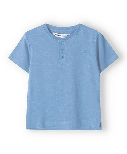 Minoti Slub Jersey Grandad T-Shirt -   Blue
