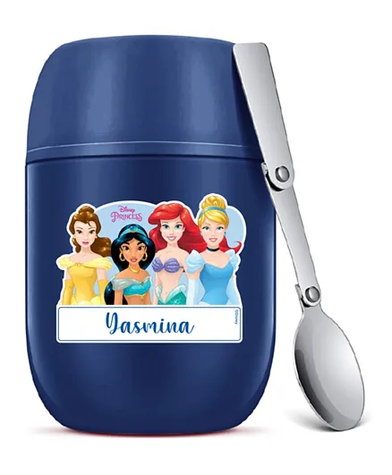 Essmak Disney Four Princesses  Personalized Food Thermos Blue - 475mL