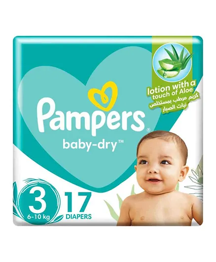 Pampers Baby-Dry Taped Diapers with Aloe Vera Lotion Size 3- 17 Pieces