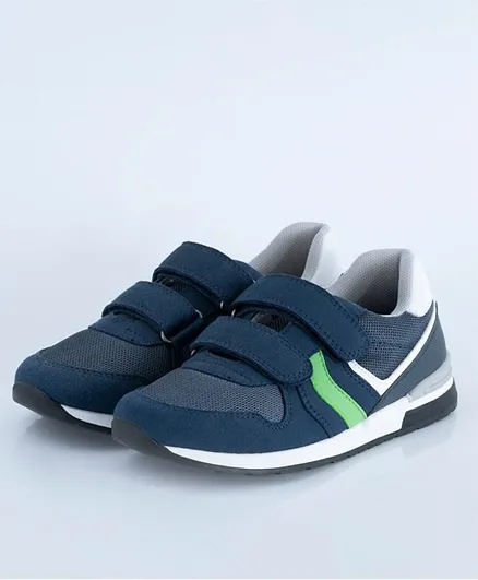 Just Kids Brands Ethan Double Velcro Retro Look Casual Shoes - Navy