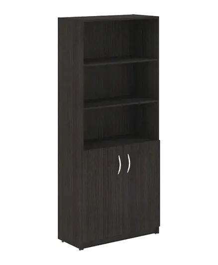 Skyland Full Height Bookcase With Open Shelves & Lower Swing Doors - Yukon Oak