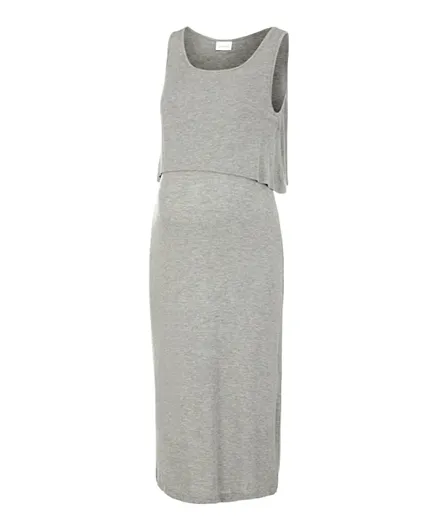 Mamalicious Regular Fit U-Neck Curve Dress- Light Grey