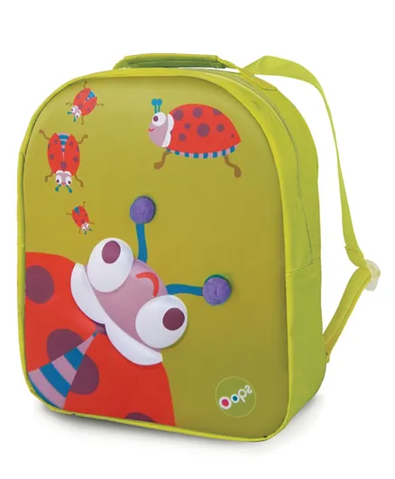 Oops Easy Backpack Lucky Ladybug Design Green - 12 Inches