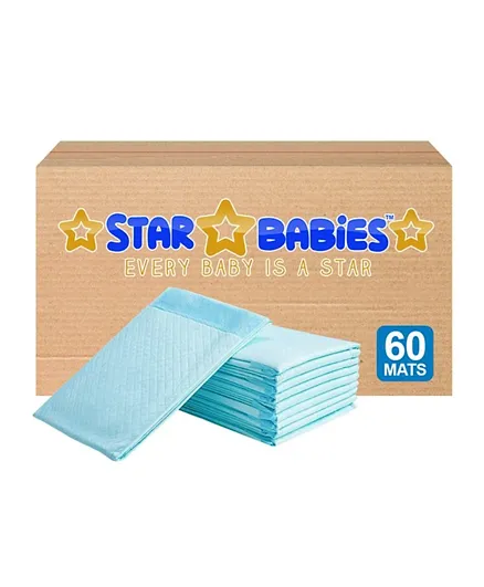 Star Babies 48pcs Regular Disposable Changing Mat with 12pcs Scented Changing Mats Blue -  Pack of 60