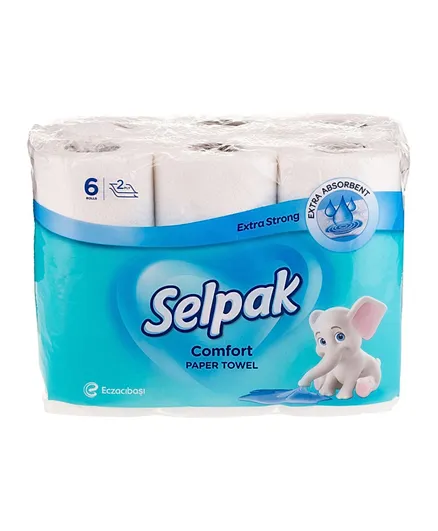Selpak Comfort 2ply Paper Towel Rolls - Pack of 6