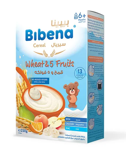 Bibnea Infant Cereal Baby food Wheat & 5 Fruits - 250g