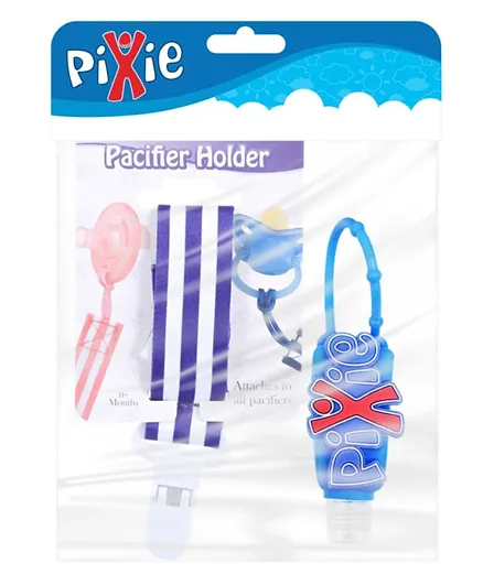 Pixie - Pacifier Navy Stripe Holder with Hand Sanitizer - Combo Pack