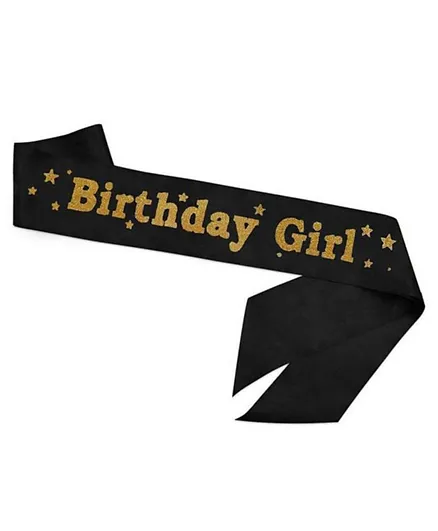 Highland Birthday Girl Sash for Girls Birthday Decoration - Black and Gold