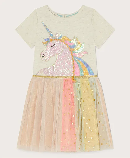 Monsoon Children Unicorn Rainbow Disco Party Dress - Multicolor