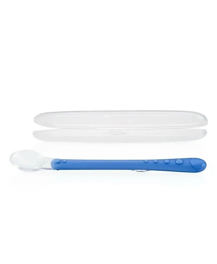 Nuby Soft Silicone Feeding Spoon with  Case - Blue