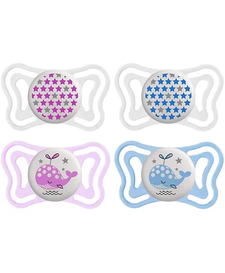 Chicco Physioforma Light Silicone Lumi Night Baby Pacifier Pack of 2 - Assorted