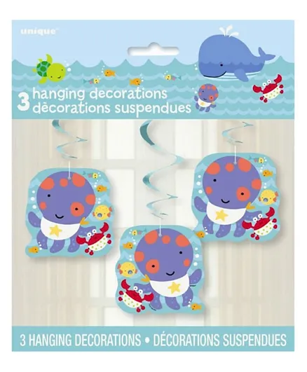 Unique Under The Sea Hanging Decorations Pack of 3 - Blue
