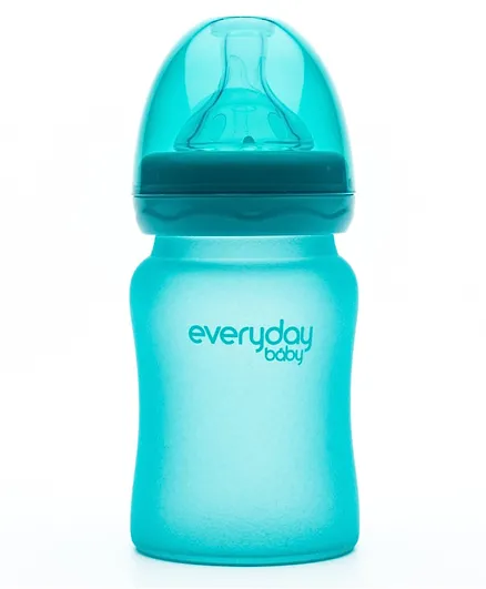 Everyday Baby Glass Heat Sensing Feeding Bottle Turquoise - 150 ml