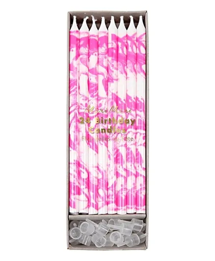 Meri Meri Marbled Candles Pack of 24 - Pink