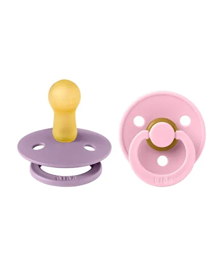 Bibs Colour 2 Pack Latex S2 Pacifier - Lavender & Baby Pink