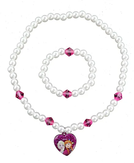 Disney Frozen Necklace and Bracelet - White & Pink