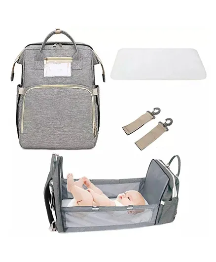 Pikkaboo 4in1 Diaper Bag with Changing Station/Crib - Grey