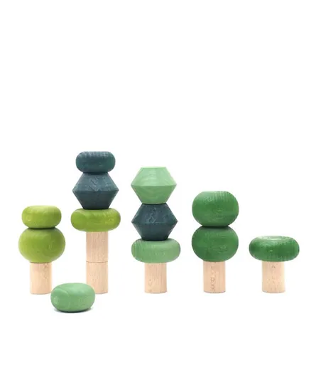 Lubulona Wooden Summer Stacking Trees Multicolor - 18 Pieces