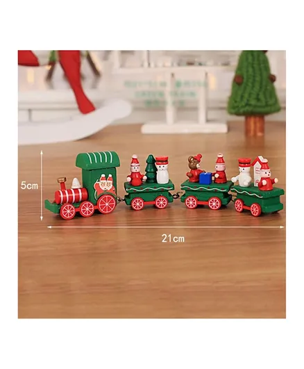 فاكتوري برايس قطار ألعاب الكريسماس الخشبي الخاص بكيفنز للأطفال مجموعة من 4 قطع - أخضر
