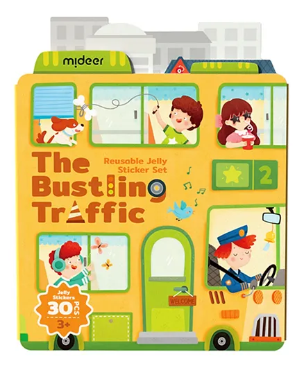 Mideer Bustling Traffic Reusable Stickers - 30 Pieces