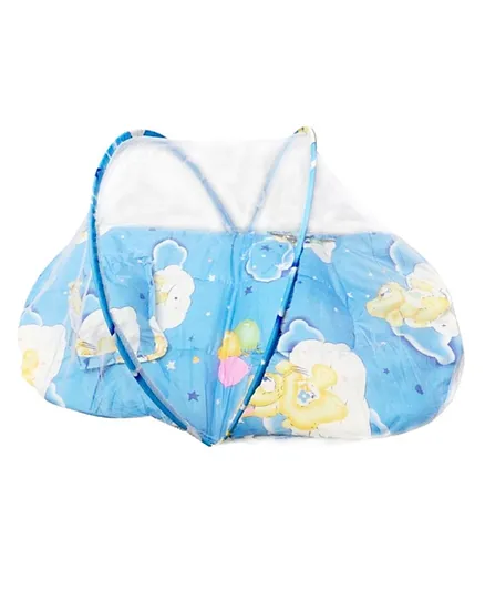 Star Babies Portable Folding Baby Bed With Pillow With Mosquito Net - Blue