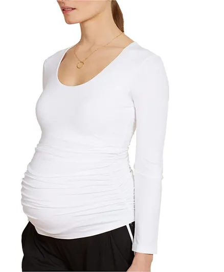 Mums & Bumps - Isabella Oliver Round Neck Maternity Top - White