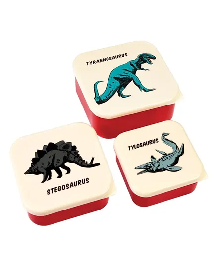 Rex London Prehistoric Land Snack Boxes Set Of 3 - Blue & Cream