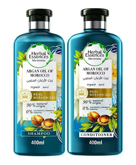 Herbal Essence Bio Renew Argan Oil of Morocco Shampoo + Conditioner Pack of 2 - 400mL Each