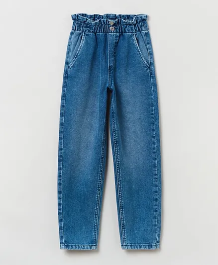 OVS Paper Bag Jeans With Pockets - Blue