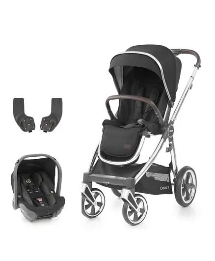 Oyster 3 Premium Baby Stroller with Capsule i Size Car Seat + Adapter - Caviar Mirror